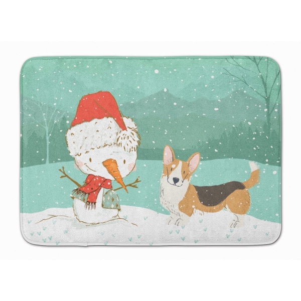 Carolines Treasures Tricolor Cardigan Corgi Snowman Christmas Machine Washable Memory Foam Mat CK2062RUG - main